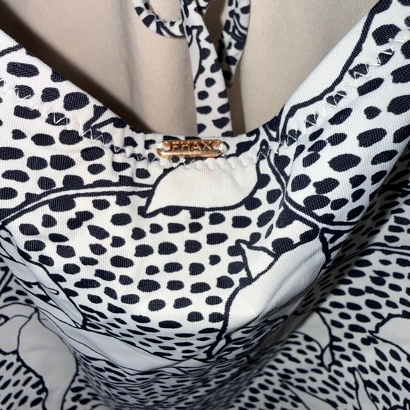 Phax White Black Floral Dot One Piece Swimsuit Womens Medium - Picture 3 of 5